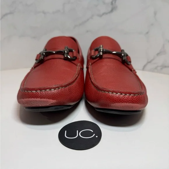 Ferragamo Parigi Loafers. Red. Pebble Calf Leather. Size 9.5. - Picture 7 of 7